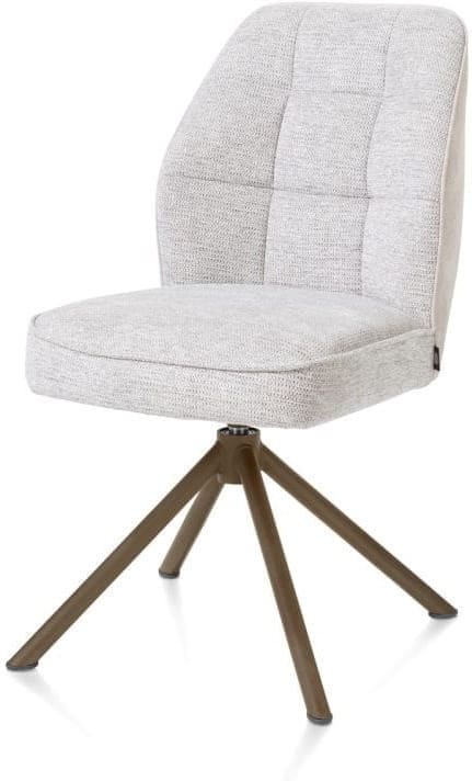 Henders & Hazel Bell eetkamerstoel - steelbrown frame recht - draaibaar - pocket - combi calabria/vada - kiezel Grijs|Wit Eetkamerstoel