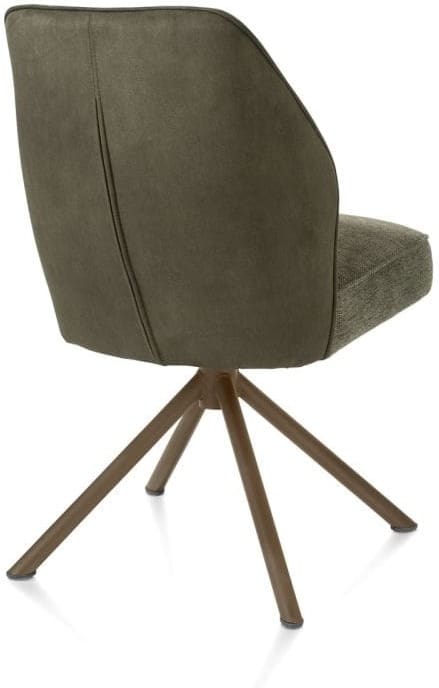 Henders & Hazel Bell eetkamerstoel - steelbrown frame recht - draaibaar - pocket - combi calabria/vada - mosgroen Eetkamerstoel