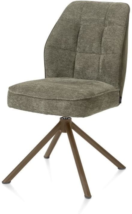 Henders & Hazel Bell eetkamerstoel - steelbrown frame recht - draaibaar - pocket - combi calabria/vada - mosgroen Eetkamerstoel