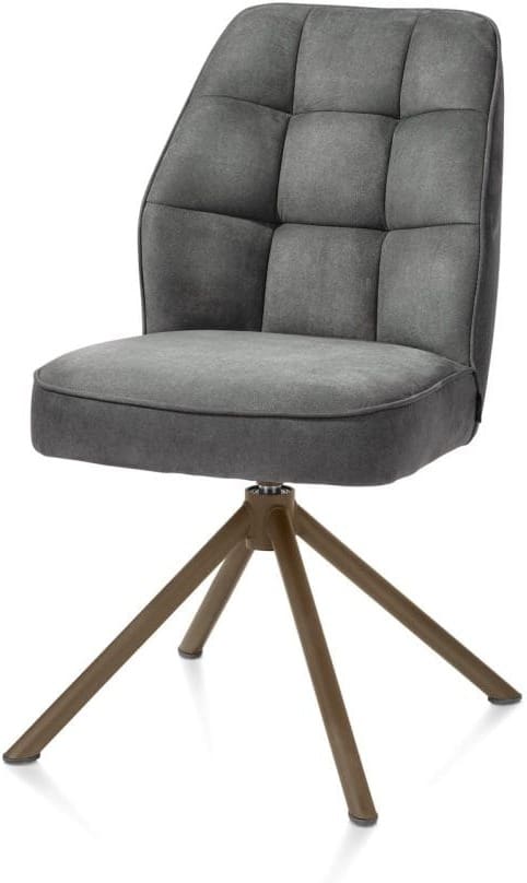 Henders & Hazel Bell eetkamerstoel - steelbrown frame recht - draaibaar - pocket - stof calabria Antraciet Eetkamerstoel