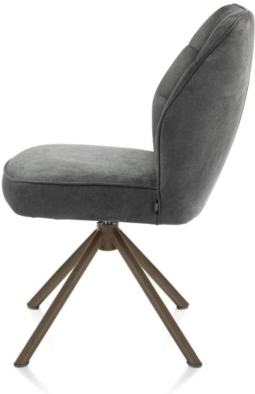 Henders & Hazel Bell eetkamerstoel - steelbrown frame recht - draaibaar - pocket - stof calabria Antraciet Eetkamerstoel