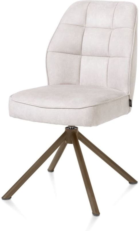 Henders & Hazel Bell eetkamerstoel - steelbrown frame recht - draaibaar - pocket - stof calabria - kiezel Grijs|Wit Eetkamerstoel