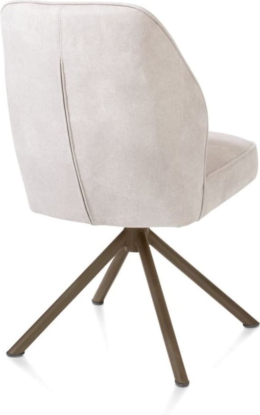 Henders & Hazel Bell eetkamerstoel - steelbrown frame recht - draaibaar - pocket - stof calabria - kiezel Grijs|Wit Eetkamerstoel