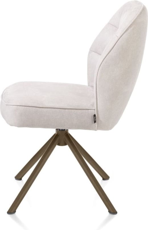 Henders & Hazel Bell eetkamerstoel - steelbrown frame recht - draaibaar - pocket - stof calabria - kiezel Grijs|Wit Eetkamerstoel