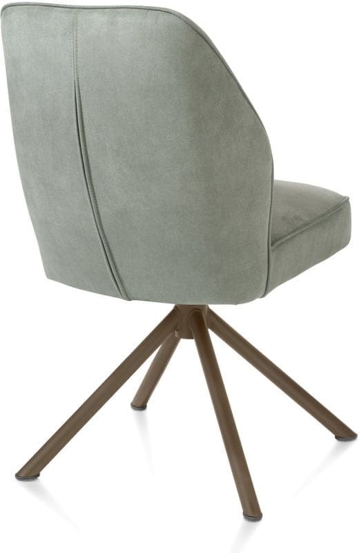 Henders & Hazel Bell eetkamerstoel - steelbrown frame recht - draaibaar - pocket - stof calabria - olijf Groen Eetkamerstoel