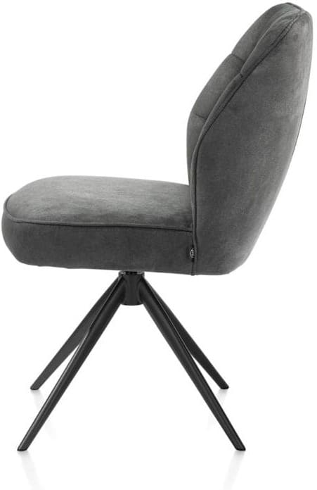 Henders & Hazel Bell eetkamerstoel - zwart frame - draaibaar - relax - pocket - stof calabria Antraciet Eetkamerstoel