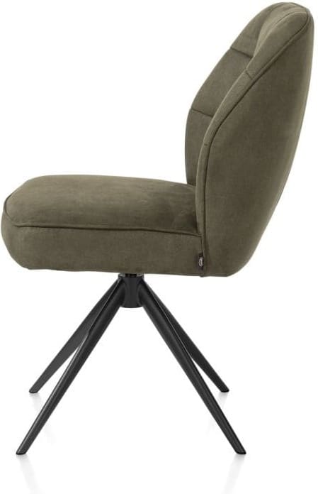 Henders & Hazel Bell eetkamerstoel - zwart frame - draaibaar - relax - pocket - stof calabria - mosgroen Eetkamerstoel