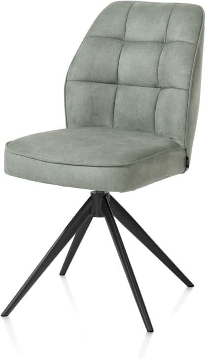 Henders & Hazel Bell eetkamerstoel - zwart frame - draaibaar - relax - pocket - stof calabria - olijf Groen Eetkamerstoel
