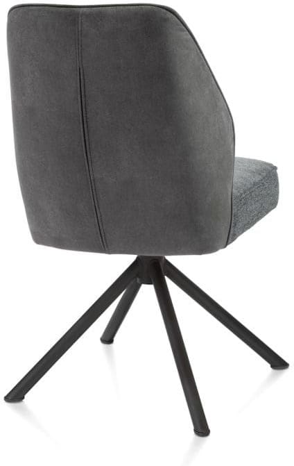 Henders & Hazel Bell eetkamerstoel - zwart frame recht - draaibaar - pocket - combi calabria/vada Antraciet Eetkamerstoel