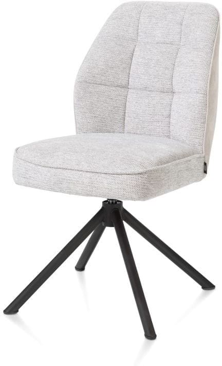 Henders & Hazel Bell eetkamerstoel - zwart frame recht - draaibaar - pocket - combi calabria/vada - kiezel Grijs|Wit Eetkamerstoel