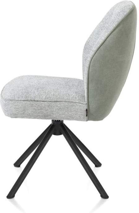 Henders & Hazel Bell eetkamerstoel - zwart frame recht - draaibaar - pocket - combi calabria/vada - olijf Groen Eetkamerstoel