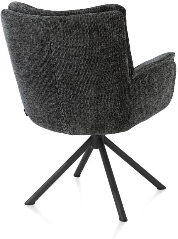 Henders & Hazel Juna armstoel - rough off black frame - draaibaar - stof livigno Antraciet Armstoel