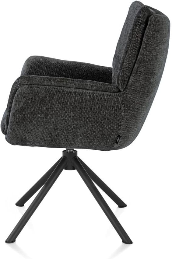 Henders & Hazel Juna armstoel - rough off black frame - draaibaar - stof livigno Antraciet Armstoel