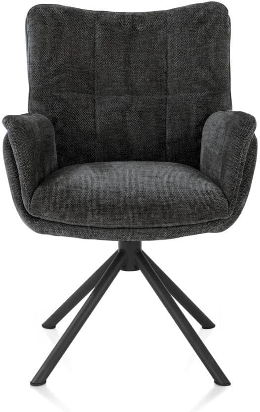 Henders & Hazel Juna armstoel - rough off black frame - draaibaar - stof livigno Antraciet Armstoel