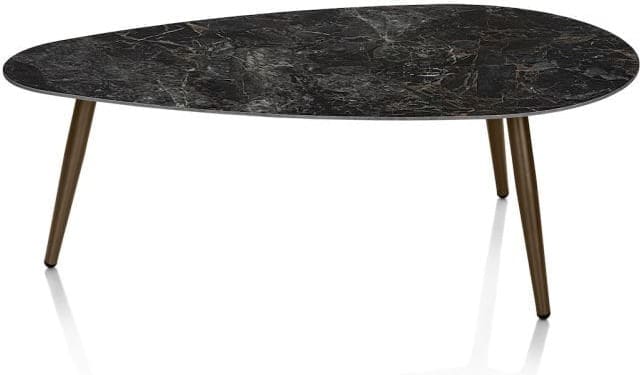 Henders & Hazel Nyla salontafel 2 delig keramiek antraciet poot steelbrown Antraciet Bijzettafel