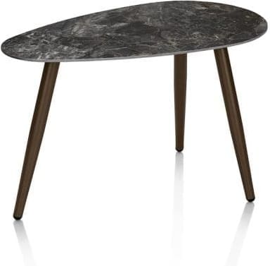Henders & Hazel Nyla salontafel 2 delig keramiek antraciet poot steelbrown Antraciet Bijzettafel