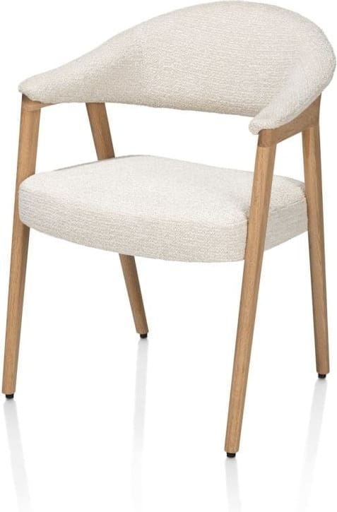 Henders & Hazel Zaya armstoel eiken natural stof sevilla incl nosag - creme Beige|Wit Armstoel