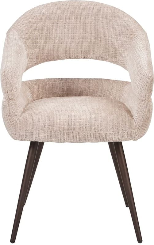 LABEL51 Eetkamerstoel Pia - Naturel - Chenille - One Size Naturel Eetkamerstoel