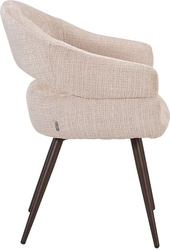 LABEL51 Eetkamerstoel Pia - Naturel - Chenille - One Size Naturel Eetkamerstoel