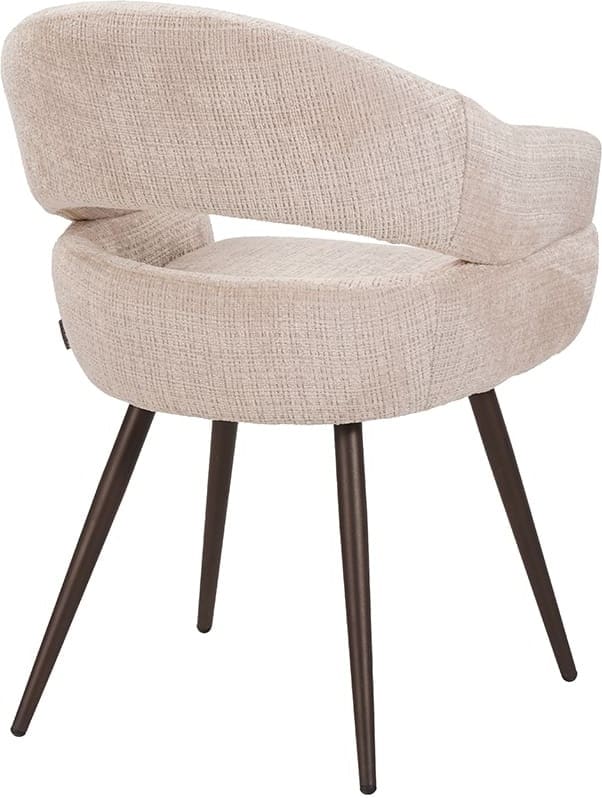 LABEL51 Eetkamerstoel Pia - Naturel - Chenille - One Size Naturel Eetkamerstoel