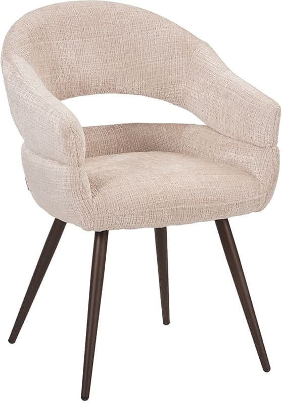 LABEL51 Eetkamerstoel Pia - Naturel - Chenille - One Size Naturel Eetkamerstoel