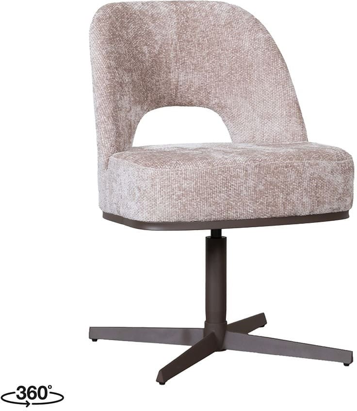 LABEL51 Eetkamerstoel Port Grimaud - Naturel - Chenille Naturel Eetkamerstoel