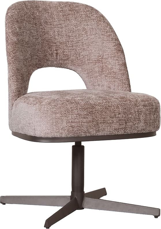 LABEL51 Eetkamerstoel Port Grimaud - Taupe - Chenille Taupe Eetkamerstoel