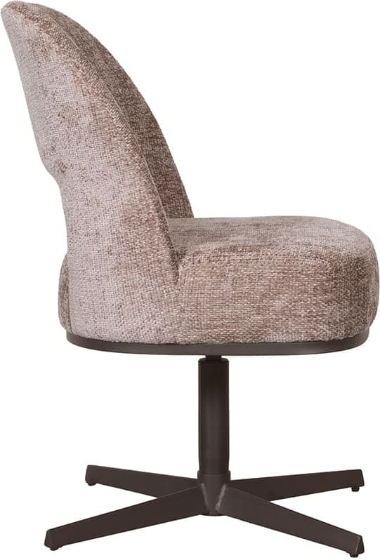 LABEL51 Eetkamerstoel Port Grimaud - Taupe - Chenille Taupe Eetkamerstoel