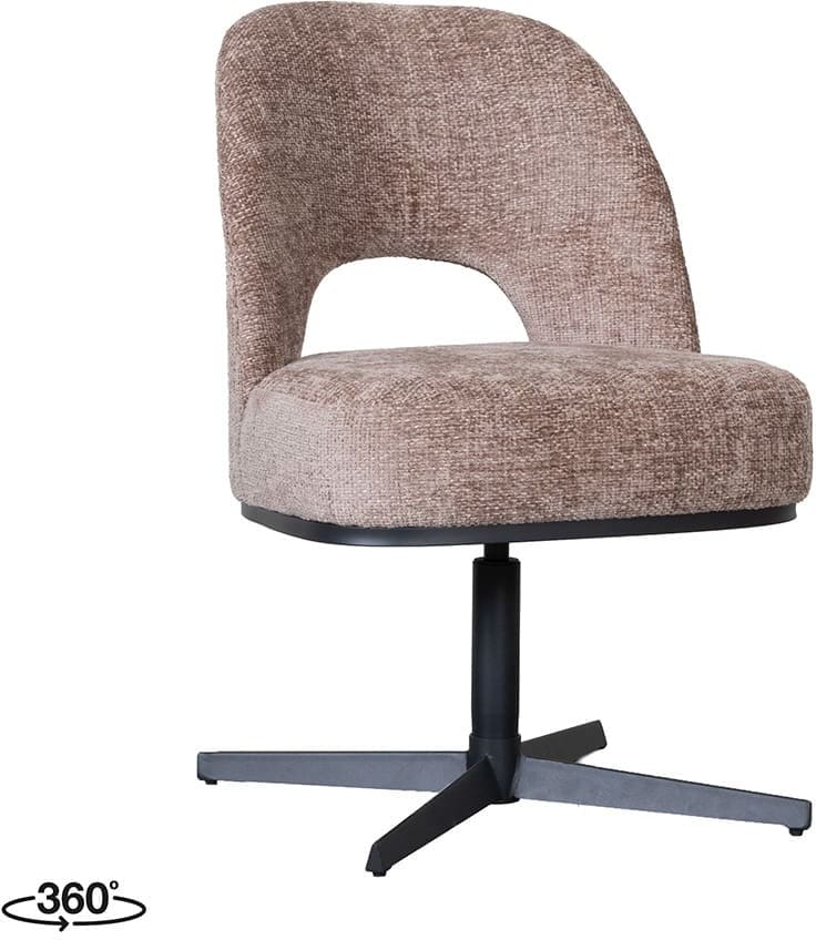 LABEL51 Eetkamerstoel Port Grimaud - Taupe - Chenille Taupe Eetkamerstoel