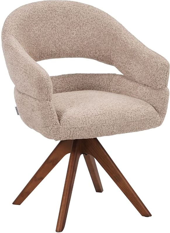 LABEL51 Eetkamerstoel Sofia - Beige - Geweven - One Size Beige Eetkamerstoel