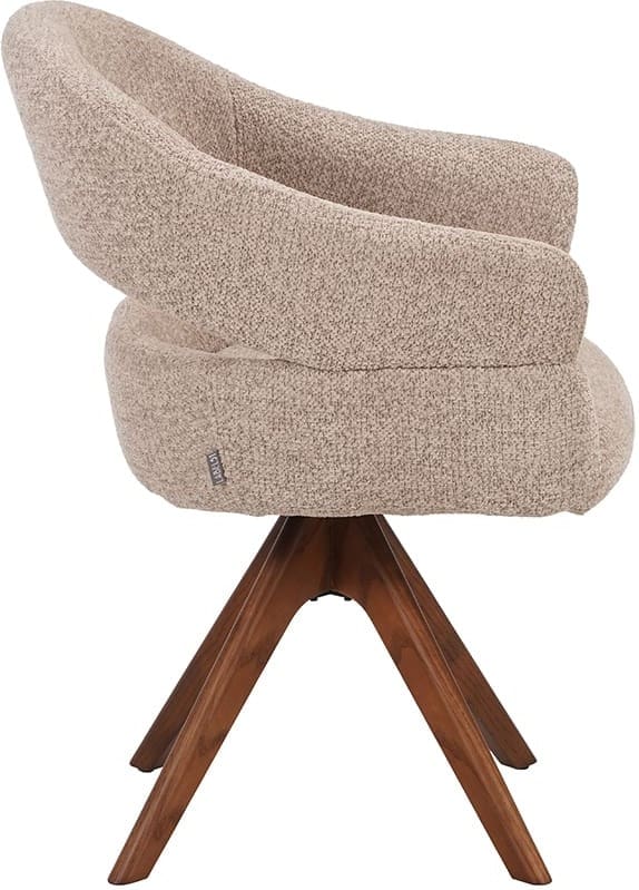 LABEL51 Eetkamerstoel Sofia - Beige - Geweven - One Size Beige Eetkamerstoel