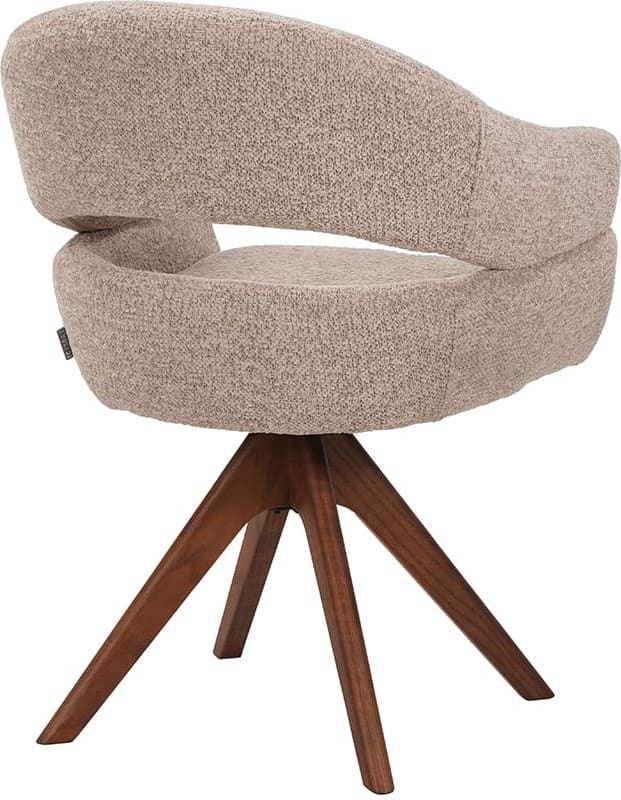 LABEL51 Eetkamerstoel Sofia - Beige - Geweven - One Size Beige Eetkamerstoel
