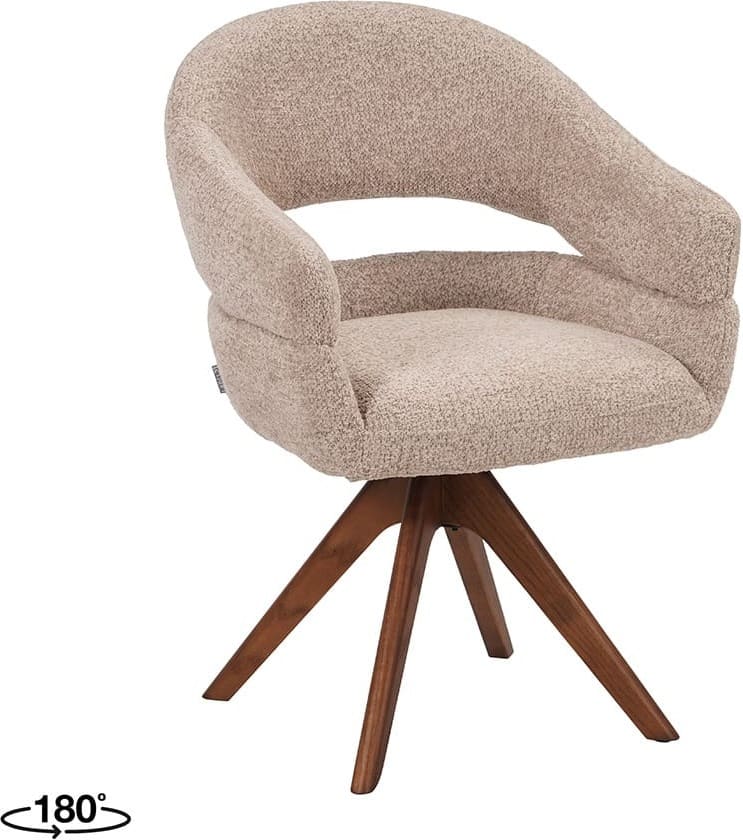 LABEL51 Eetkamerstoel Sofia - Beige - Geweven - One Size Beige Eetkamerstoel