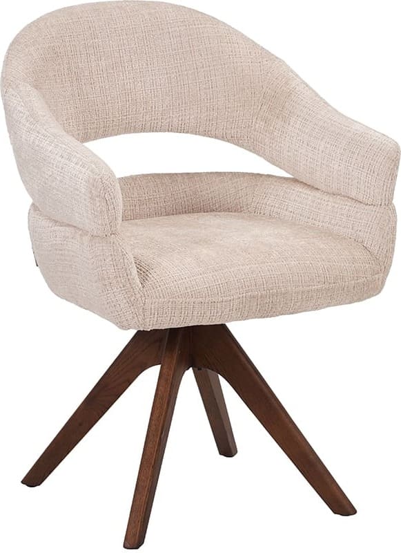 LABEL51 Eetkamerstoel Sofia - Naturel - Chenille - One Size Naturel Eetkamerstoel