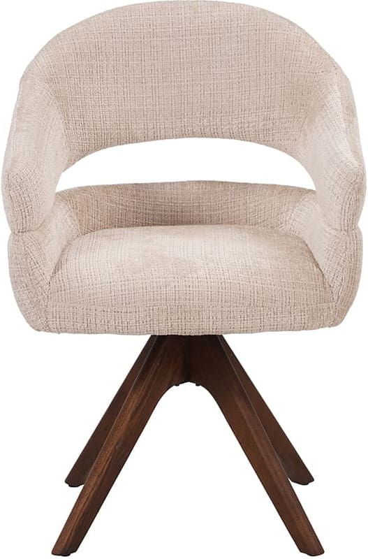 LABEL51 Eetkamerstoel Sofia - Naturel - Chenille - One Size Naturel Eetkamerstoel
