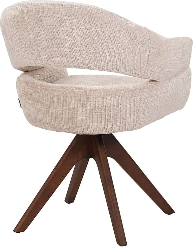 LABEL51 Eetkamerstoel Sofia - Naturel - Chenille - One Size Naturel Eetkamerstoel