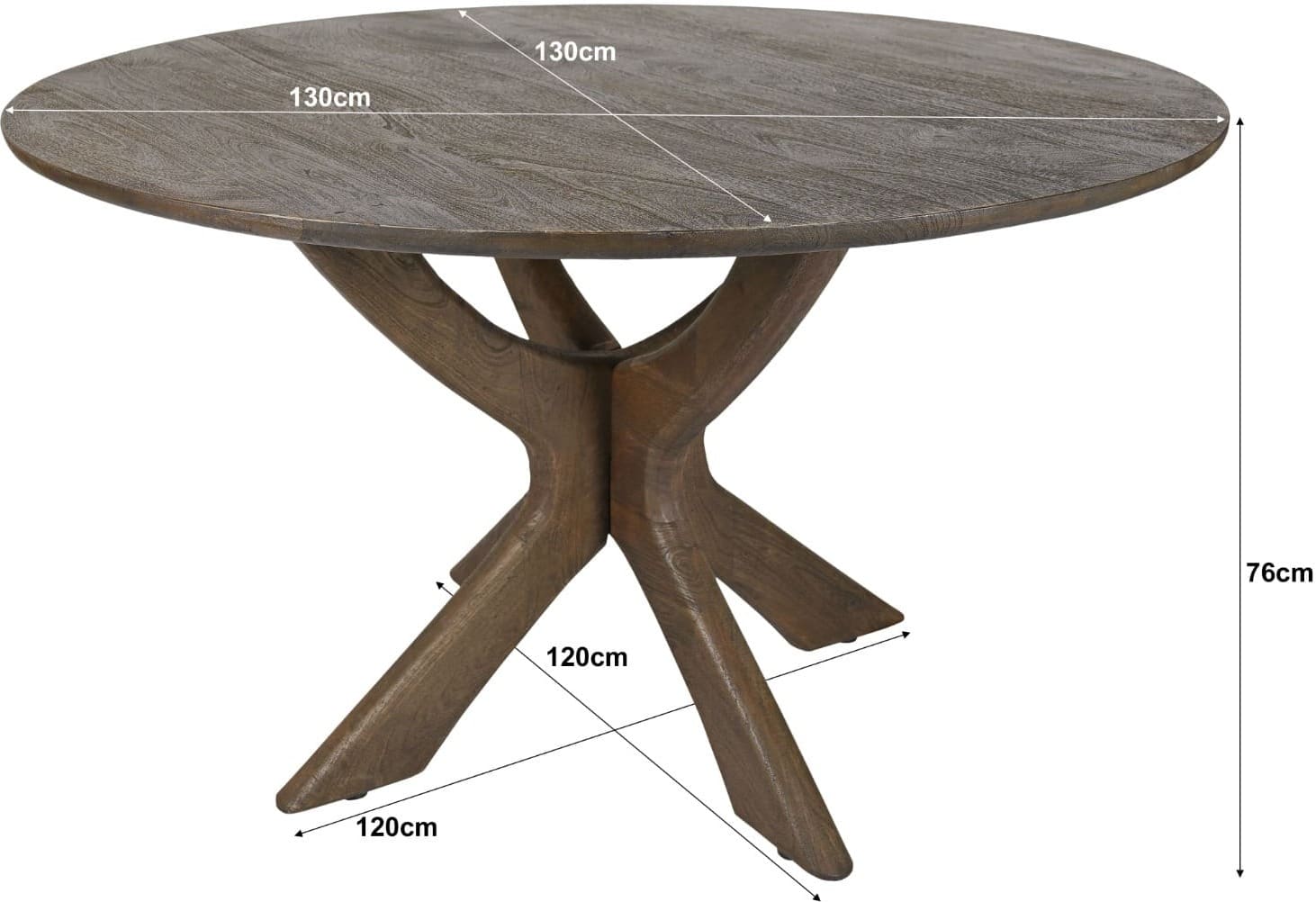 Livingfurn Eettafel Brix Montreaux Round Brown 130cm Bruin Eettafel