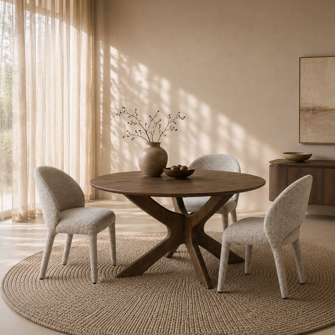 Livingfurn Eettafel Brix Montreaux Round Brown 130cm Bruin Eettafel