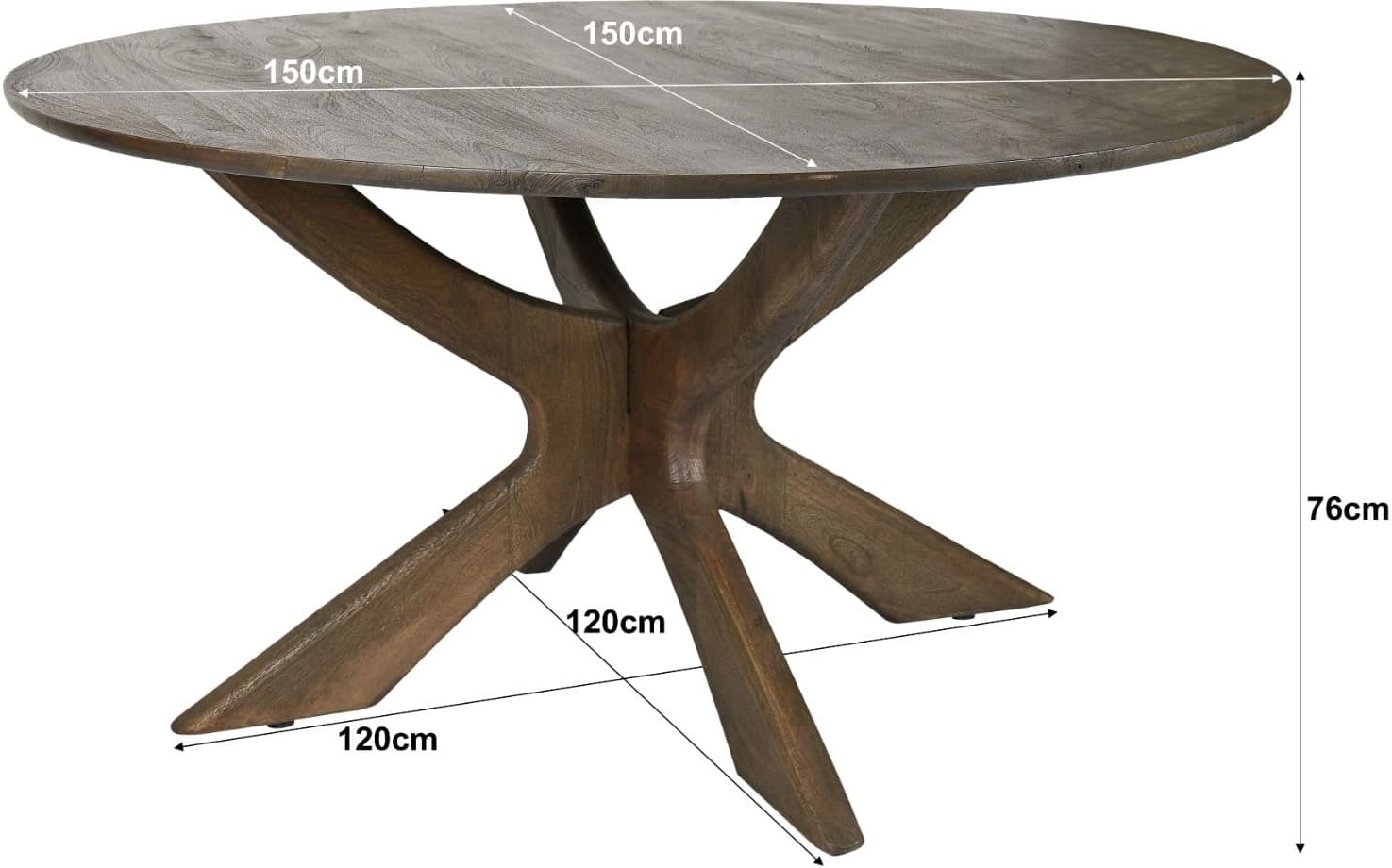 Livingfurn Eettafel Brix Montreaux Round Brown 150cm Bruin Eettafel
