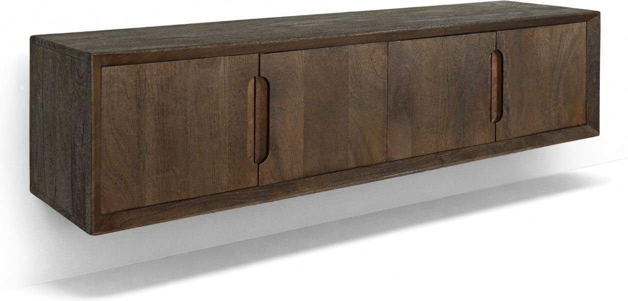 Livingfurn Tv-dressoir Cortez Zwevend 140cm Bruin|Naturel Tv-meubel|Tv-dressoir