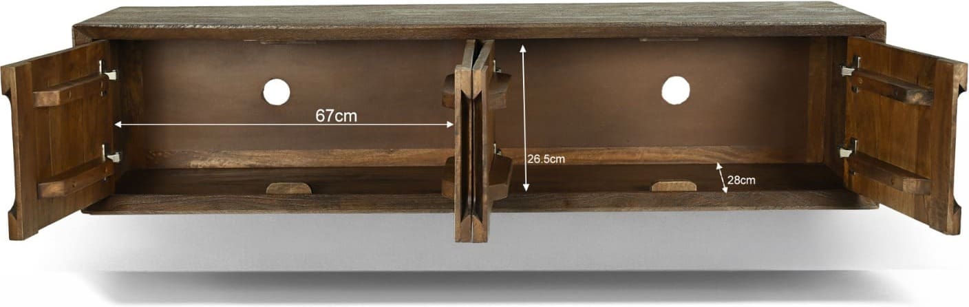 Livingfurn Tv-dressoir Cortez Zwevend 140cm Bruin|Naturel Tv-meubel|Tv-dressoir
