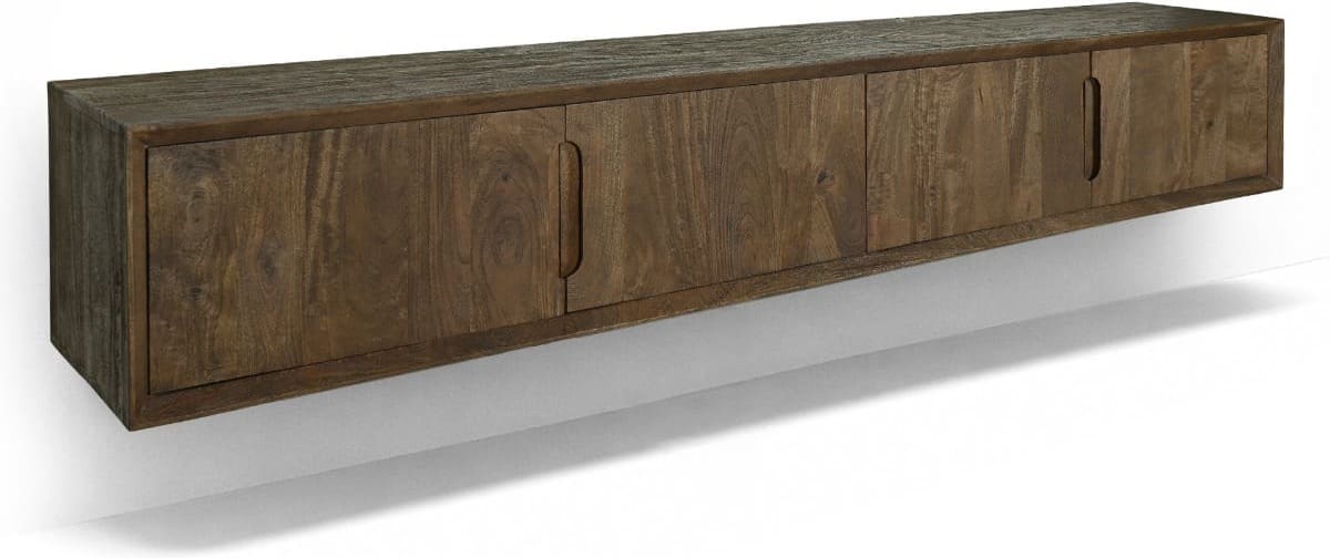 Livingfurn Tv-dressoir Cortez Zwevend 220cm Bruin|Naturel Tv-meubel|Tv-dressoir