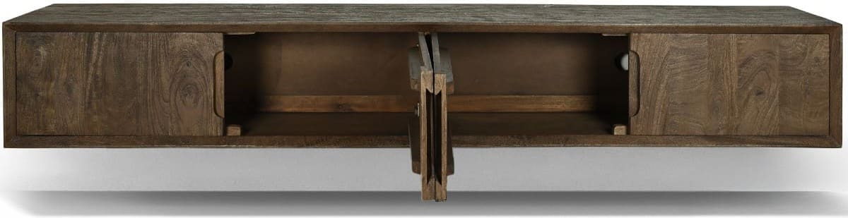 Livingfurn Tv-dressoir Cortez Zwevend 220cm Bruin|Naturel Tv-meubel|Tv-dressoir