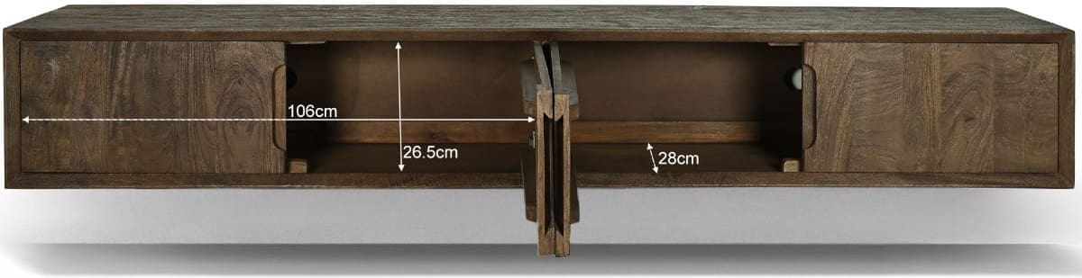 Livingfurn Tv-dressoir Cortez Zwevend 220cm Bruin|Naturel Tv-meubel|Tv-dressoir