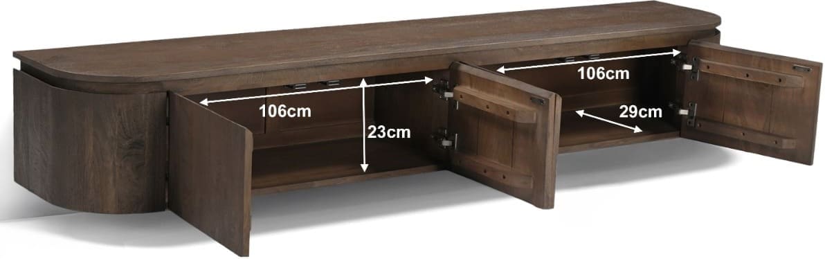 Livingfurn Tv-dressoir Elvano Malta Zwevend 220cm Bruin|Naturel Tv-meubel|Tv-dressoir