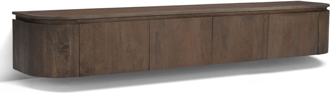 Livingfurn Tv-dressoir Elvano Malta Zwevend 220cm Bruin|Naturel Tv-meubel|Tv-dressoir