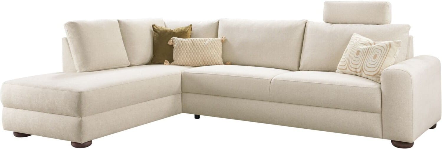 Profijt Meubel Hoekbank links Famatina met hoofdsteun beige basic comfort Beige|Wit Hoekbank