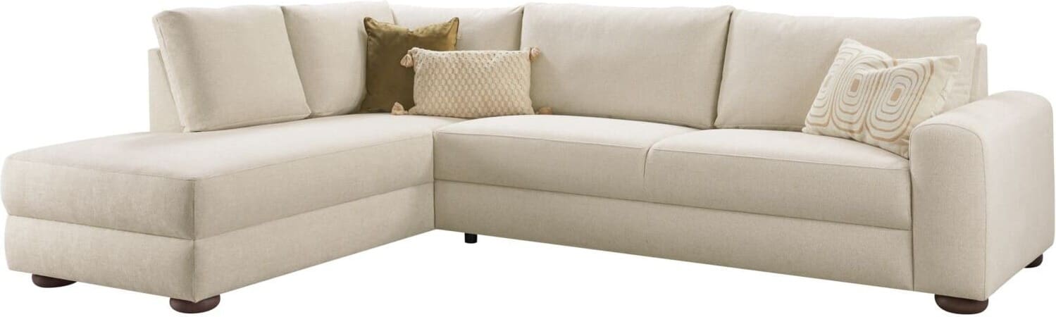 Profijt Meubel Hoekbank links Famatina met hoofdsteun beige basic comfort Beige|Wit Hoekbank