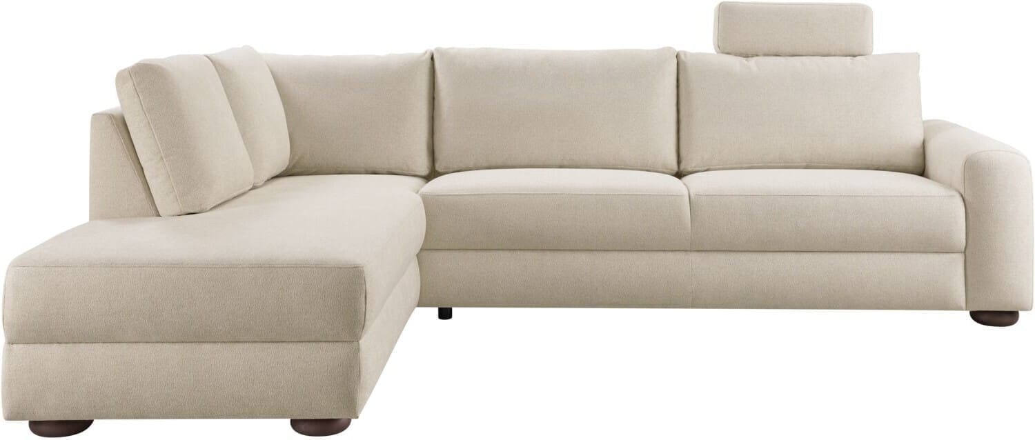 Profijt Meubel Hoekbank links Famatina met hoofdsteun beige basic comfort Beige|Wit Hoekbank