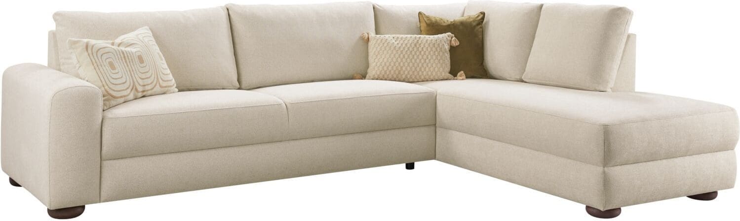 Profijt Meubel Hoekbank rechts Famatina beige basic comfort Beige|Wit Hoekbank
